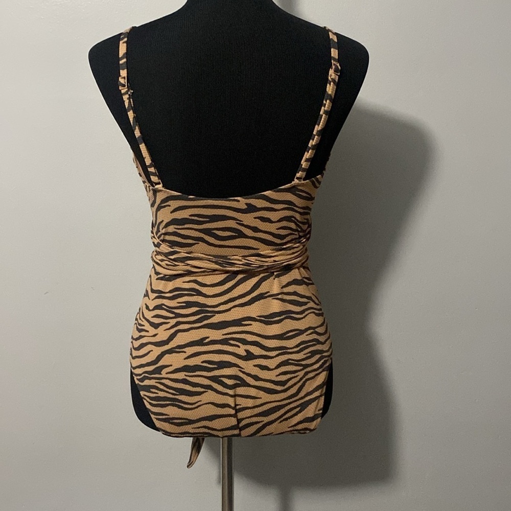 Aerie Wrap Top One Piece Swimsuit Tiger Stripe Print Sz L Long - Picture 4 of 8